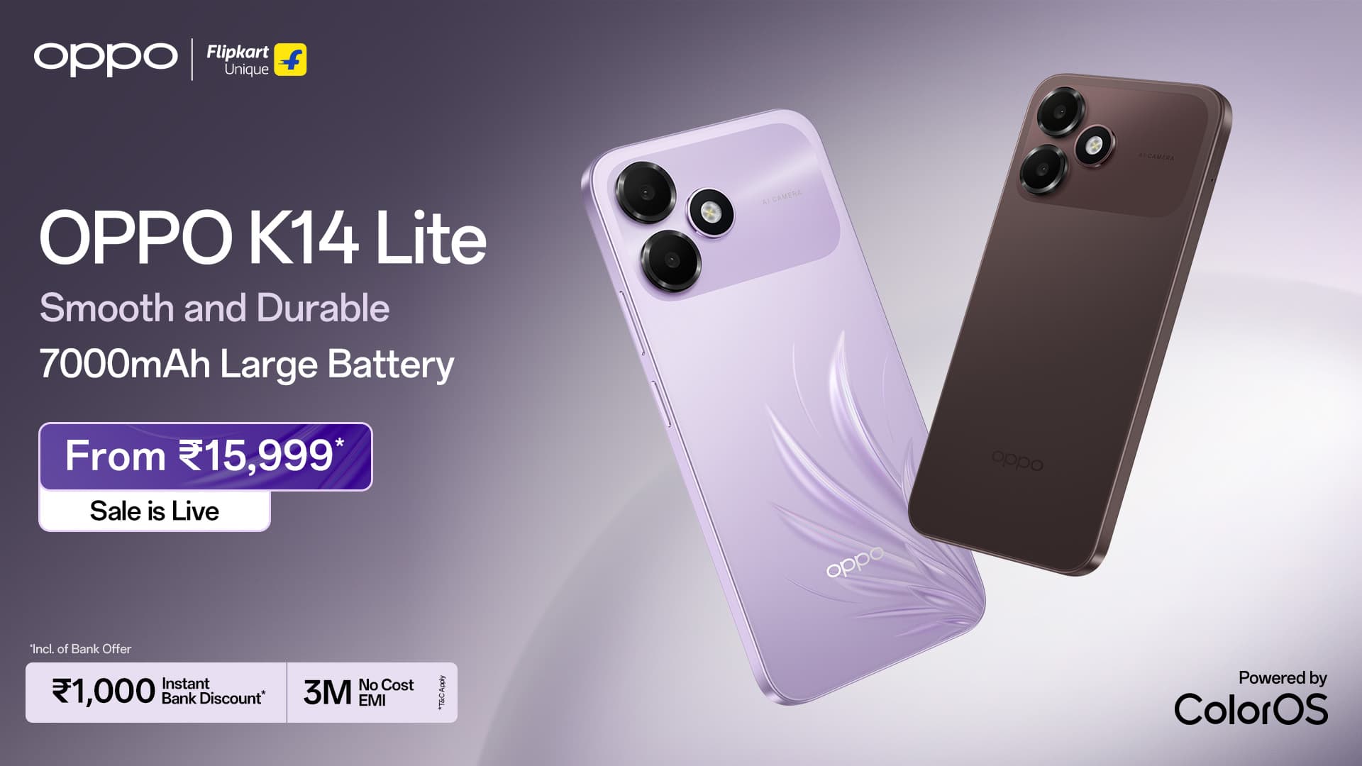 OPPO Launches K14 Lite in India with a Massive 7000mAh Battery, Smooth Performance and a 120Hz Ultra-Bright Display
